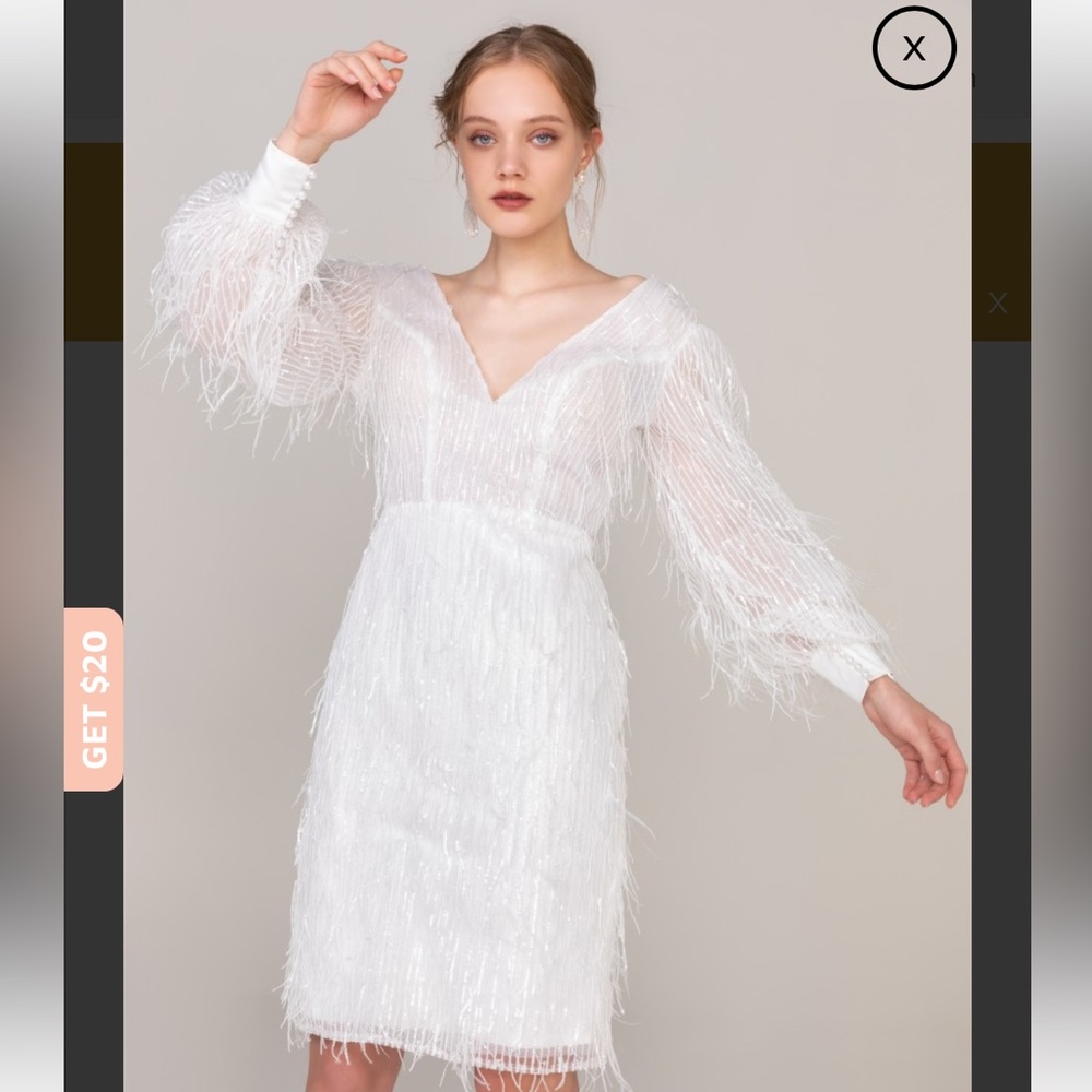 Cocomelody RAINA Mini Sequined Wedding Dress